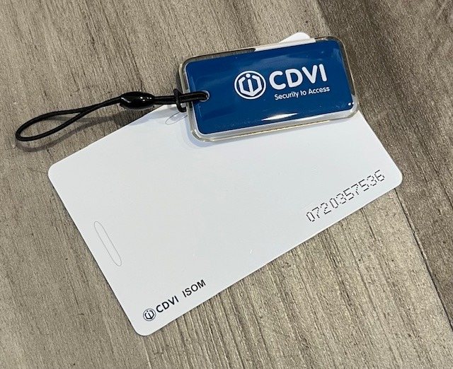 CDVI access control key fob and credential card