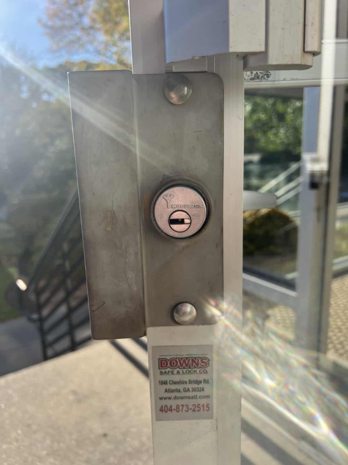 Commercial door cylinder serviced by Downs Locksmith & Security
